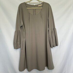 Standards & Practices Gray Shift Dress‎ with Puff Sleeves